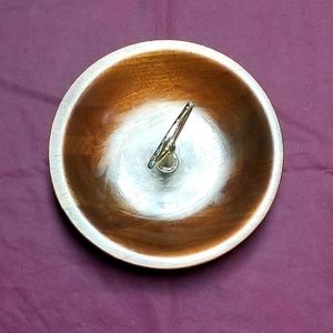 Vintage Walnut Wave Handled Nut or Candy Wood Dish